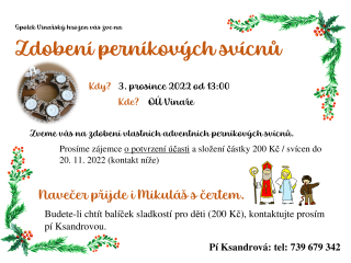 Pozvánka - perníkové svícny a Mikuláš